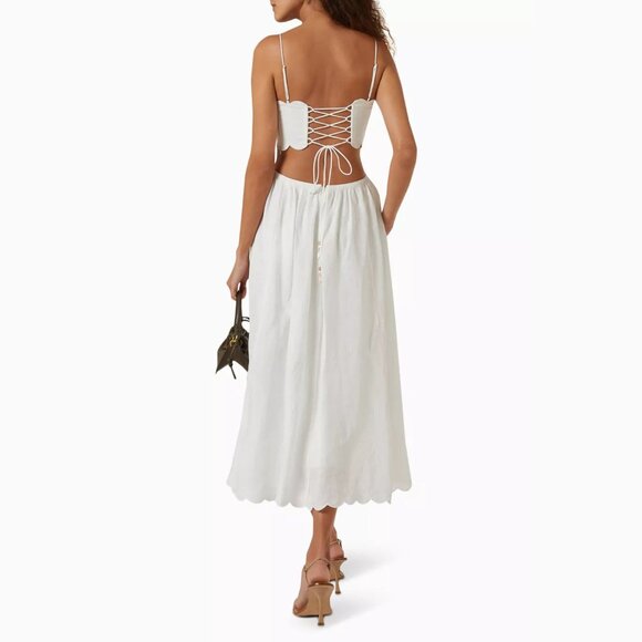 NEW Zimmerman Ivory Jude Scallop Midi Dress Size 6 - 41308 - Picture 4 of 16